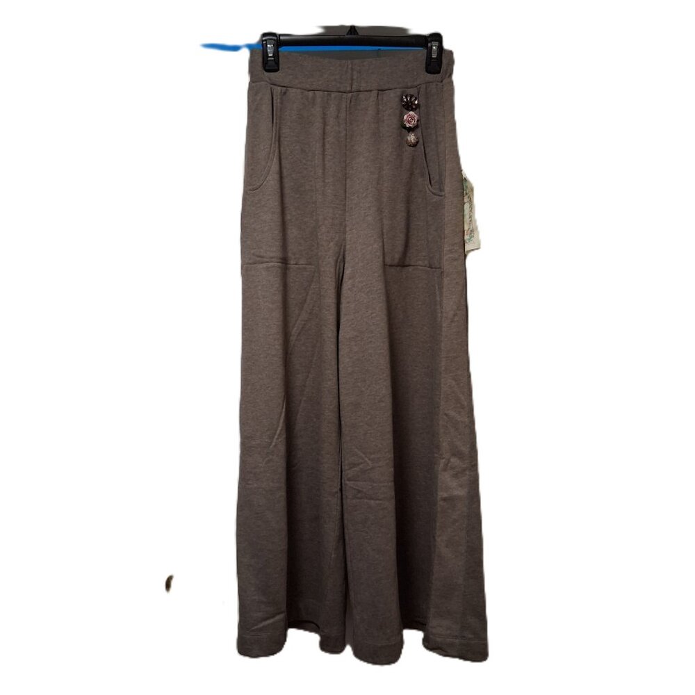 Aratta Wide Leg Brown Knit Pants with Jewels sz S  NWT